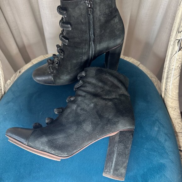 See By Chloé Black Military-Style Mid-Calf Boots with Bows - Picture 3 of 6